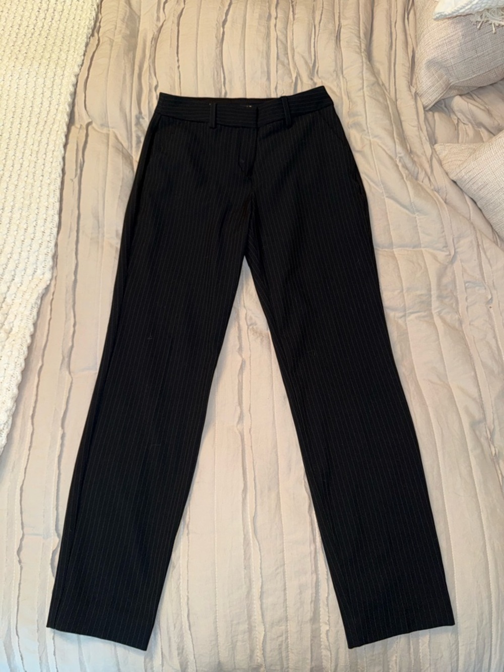 Express Black Pinstripe Straight-Leg Dress Pants